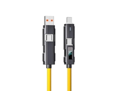 Cable de datos de silicona 4 en 1 con carga rápida, USB PD de 66 W y pantalla LED digital para cargar tu celular. Nostalgia88