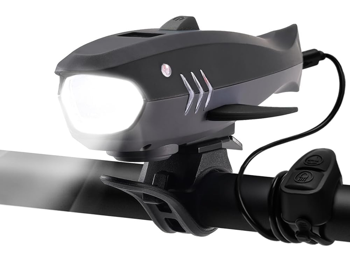 Bocina y faro para bicicleta con 400 lm, 120 dB, recargable, negro HEXINYIGJLY