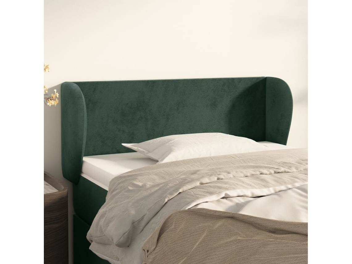 Cabecero De Terciopelo Verde Oscuro 93x23x78/88 Cm