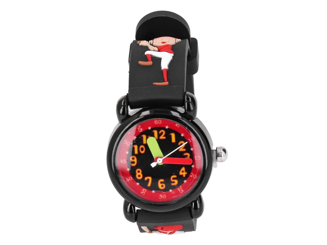 Ats-reloj Infantil 3d Con Dibujos Animados Chico Béisbol Patrón Números Claros Para Niños De 3 A 8 Años Negro