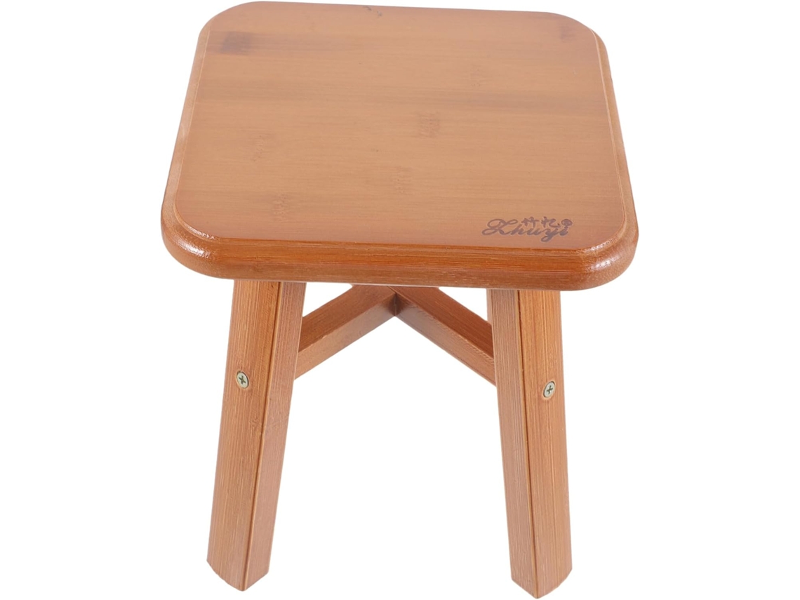 Taburete De Madera Maciza Marrón Para Uso En Interiores, Bordes Pequeños Y Lisos Y Superficie Suave, Sala De Estar O
