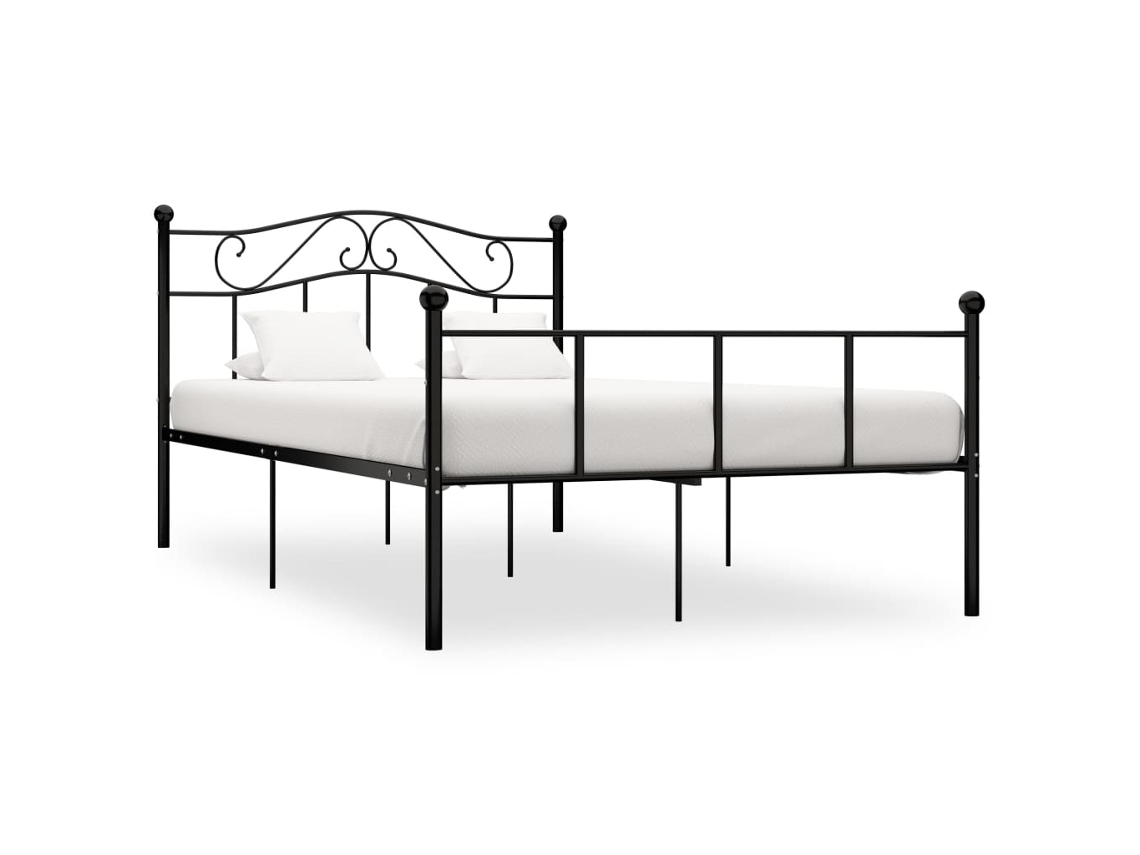 Estructura De Cama Sin Colchón Metal Negro 120x200 Cm