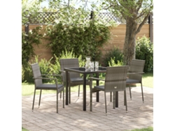 Juego de comedor de jardín de 5 piezas con cojines en gris polirrattan Wsd146228 Lovely Home