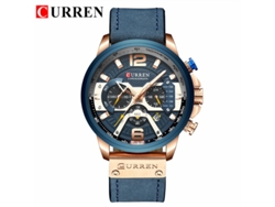 Reloj moderno para hombre, resistente al agua (oro rosa y azul), con seis manecillas, multifuncional y esfera grande.