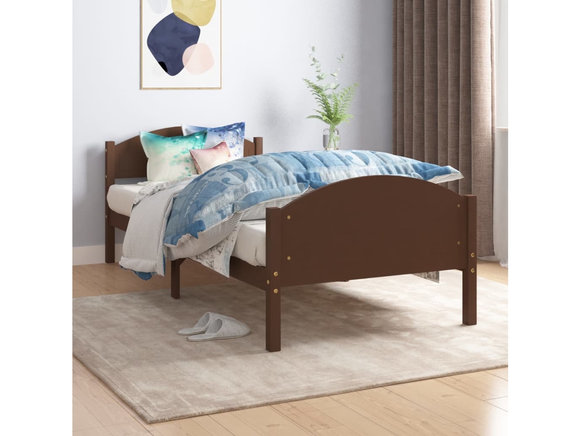 Estructura Cama Sin Colchón Madera Pino Marrón Oscuro 100x200cm