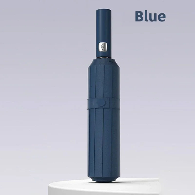 (azul, 12k) Paraguas Plegable Automático De 72 Varillas, Resistente Al Viento, Fabricado En Vinilo Grueso, Con Protección Uv Upf50+.