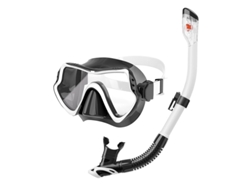 Máscara de buceo Hexinyigjly con tubo de snorkel, antivaho y a prueba de fugas, blanca.
