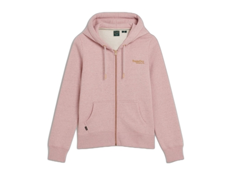 Sudadera con Capucha de Mujer SUPERDRY Cremallera Logotipo Essential Rosa (XL)