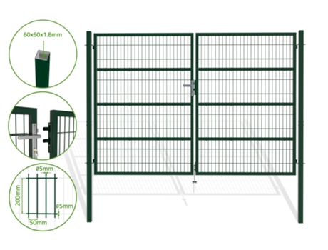 Puerta batiente de malla metálica 3m RAZO 300B200 Verde