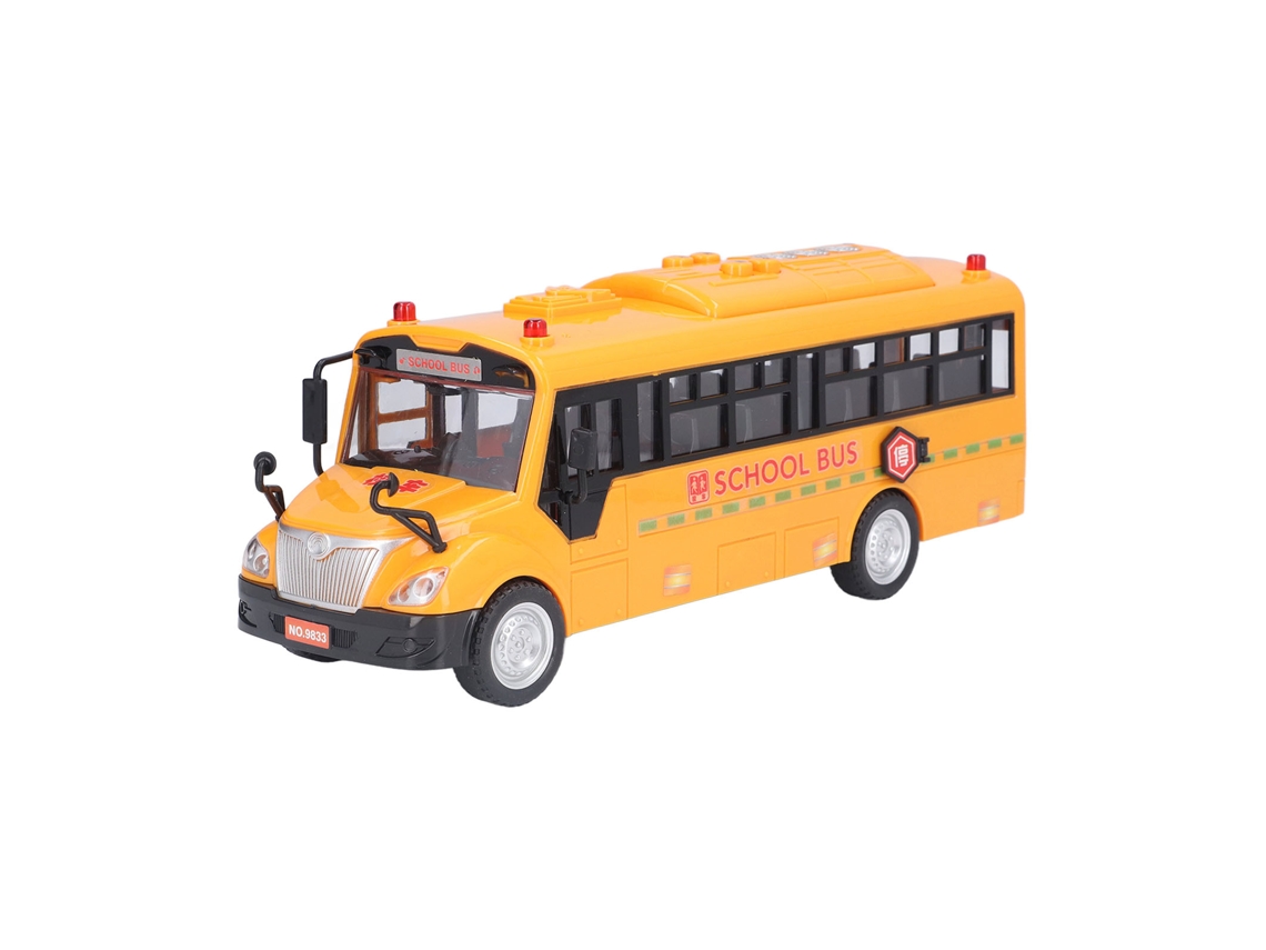 Autobús Escolar Amarillo Modelo Juguete Coche Plástico Con Puertas Abiertas Luces Y Sonidos