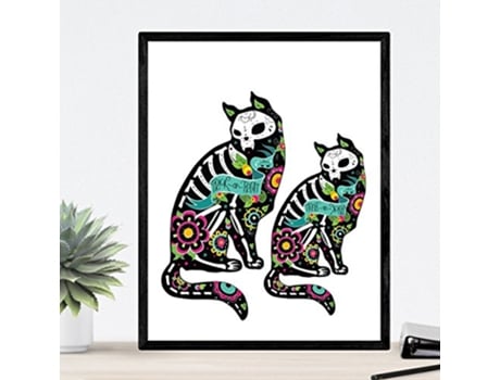 Lámina Para Enmarcar Gatos Mexicanos Imagen De Dos Gatos Mejicano Poster Nórdico Lámina Impresa En Tamaño A3 Producto De Diseño Sin Marco