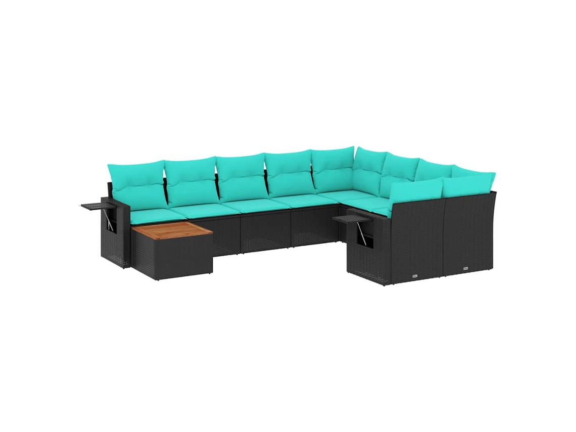 Maison Exclusive - Conjunto De Sofá De Jardín De 10 Piezas Con Cojines, De Poliratán Negro