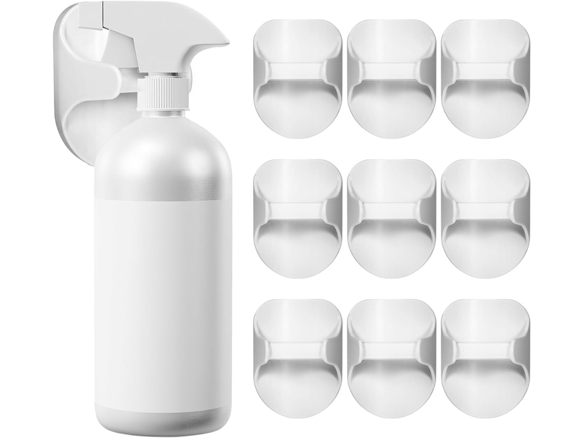 Ganchos Adhesivos Pared Botellas Spray Abs Blanco 10 Piezas Requiere Perforación Cocina Garaje No