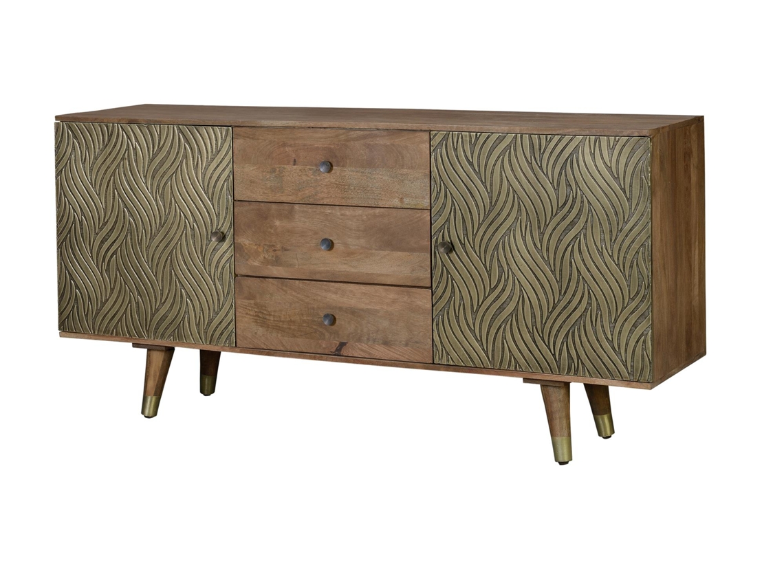 Aparador en madera de mango y bronce Marrón.GINER Y COLOMER 78x40x160