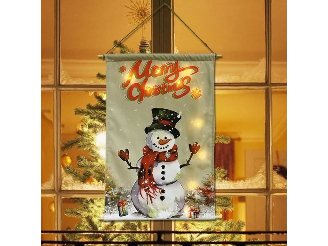 1 Guirnalda navideña decorativa con muñeco de nieve y luces LED, decoración de pared para jardín, paisaje navideño, bajo consumo de energía, moderno... STELASPLEN