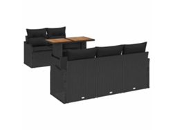 Maison Exclusive - Conjunto De Sofá De Jardín 6 Pcs Negro Poliratán