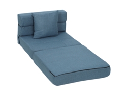Sillón cama convertible con chaise longue, 1 plaza, con 1 cojín extraíble, tejido azul oscuro, PRIME KANG