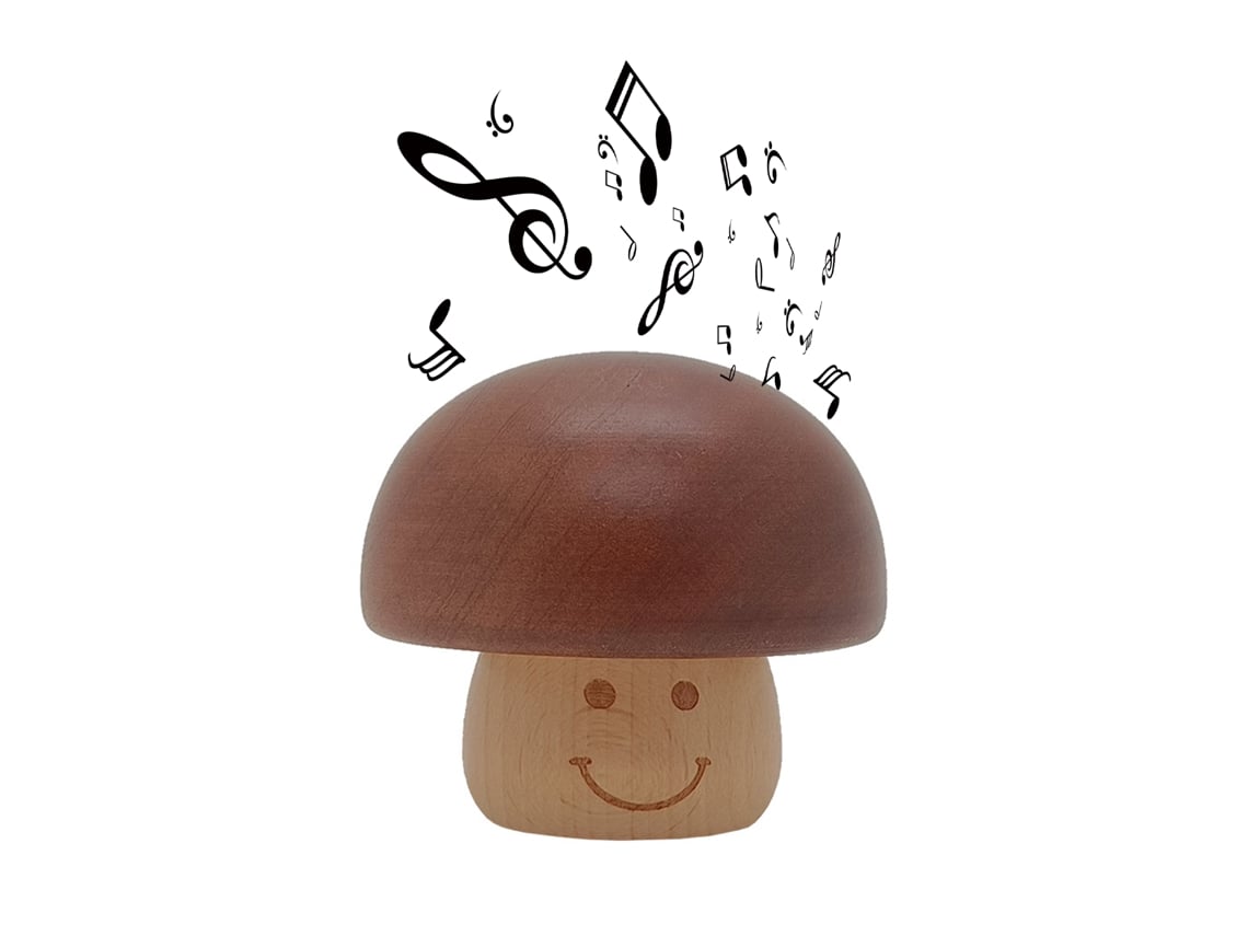 Caja de música decorativa de madera con forma de hongo