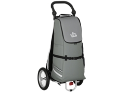 Carrito de compras con expositor 3 en 1, remolque de mano para bicicleta, baldosas manuales, 53 x 43 x 110 cm, gris + plata