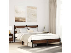Estructura De Cama Sin Colchón Madera Marrón Roble 160x200 Cm