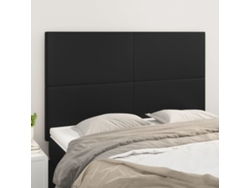 Cabeceros 4 Unidades Cuero Sintético Negro 72x5x78/88 Cm