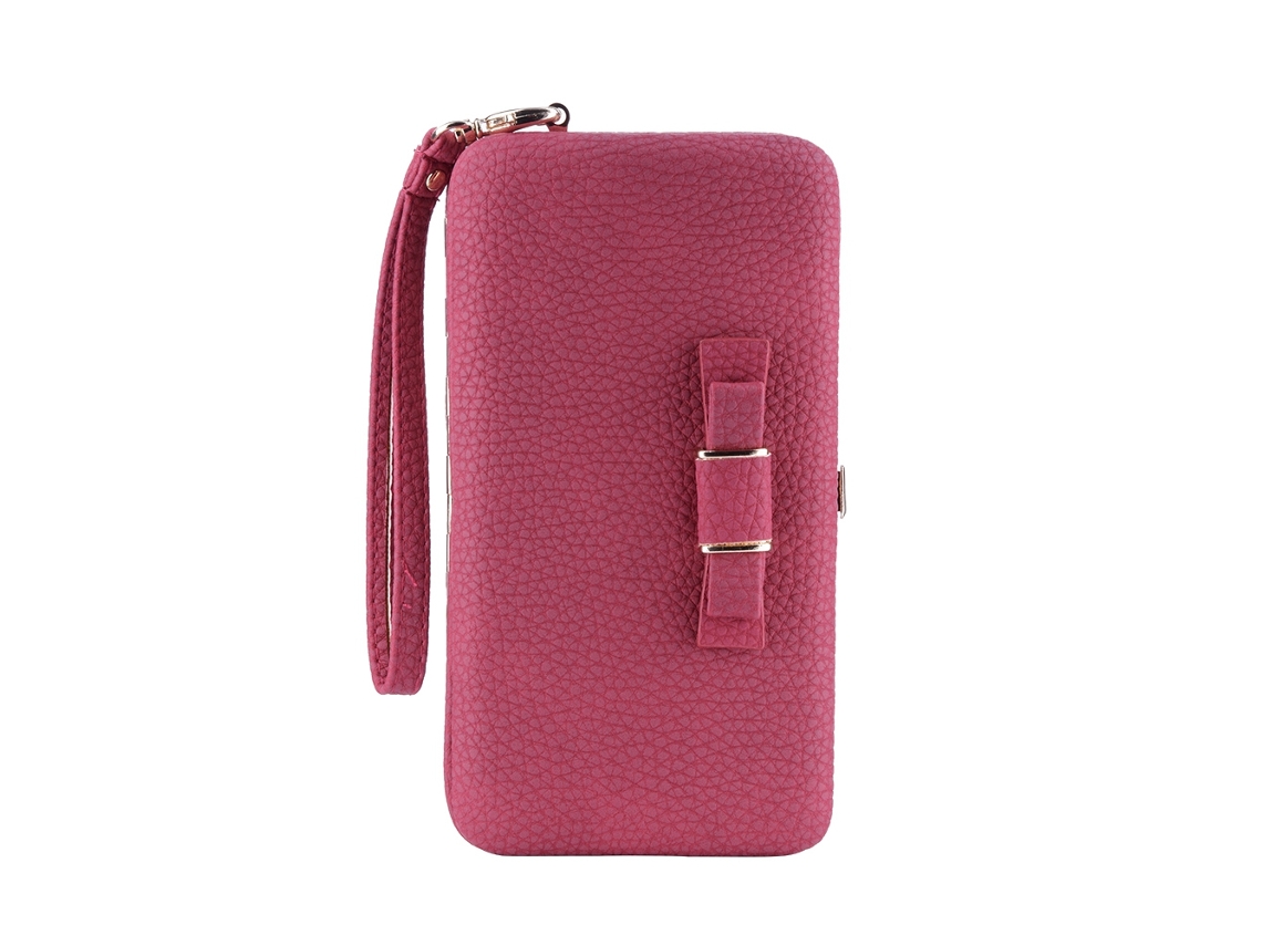 Cartera de lujo de piel roja para teléfono móvil de mujer EOOCOO (para guardar monedas y un teléfono móvil)