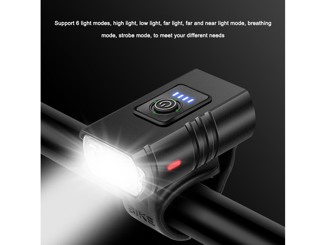 Luz Led Delantera Para Bicicleta, Recargable Por Usb, Resistente Al Agua, Con 6 Modos Para Bicicletas De Montaña Y De Carretera.