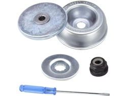 Kit adaptador de cuchillas para cortacésped Rebe-kit Linjou con arandela de seguridad, placa de montaje, tuerca, collarín y destornillador.