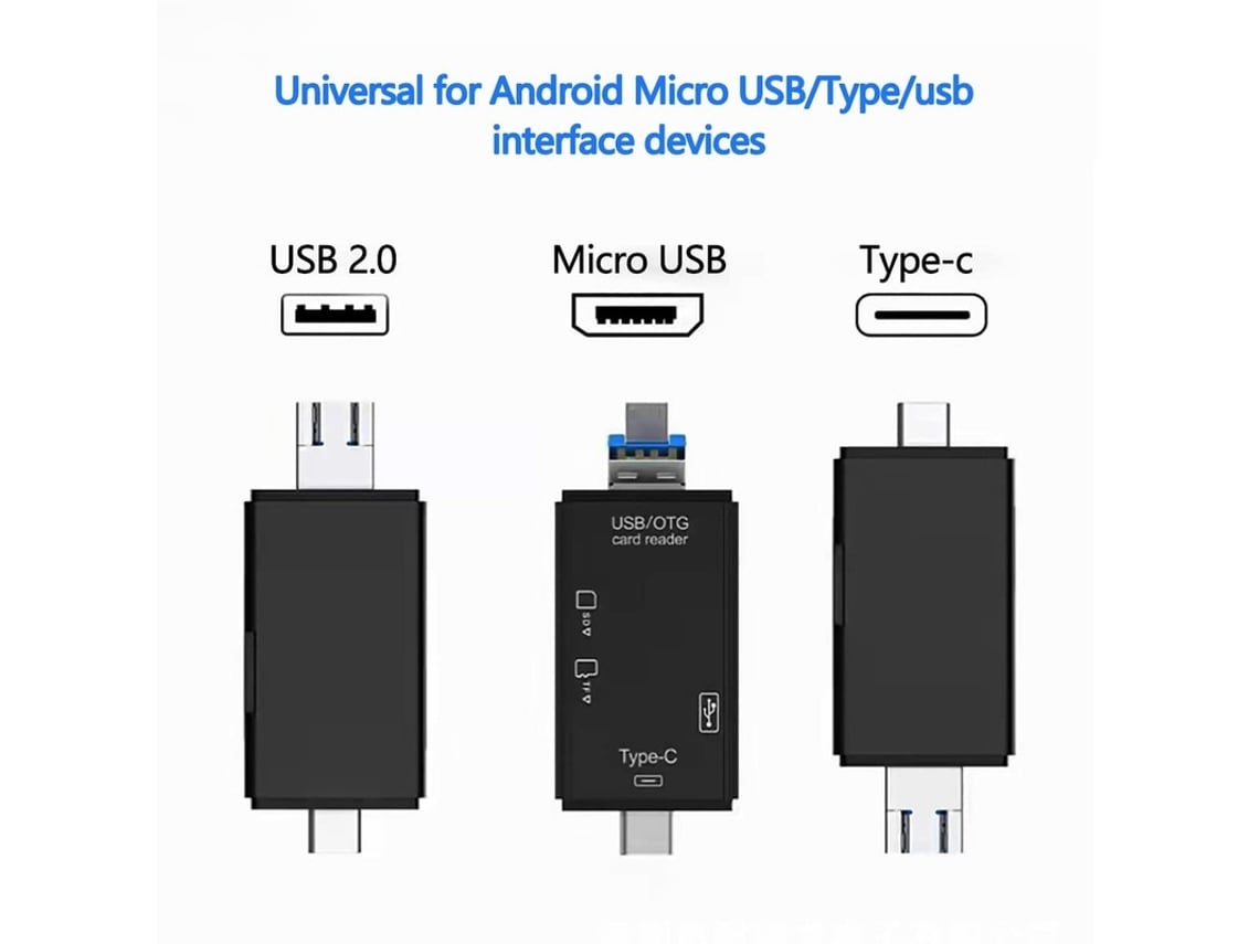 Adaptador De Leitor De Cartões Sd/micro Sd Adaptador De Armazenamento Usb-c 6 Em 1 Micro Usb Otg