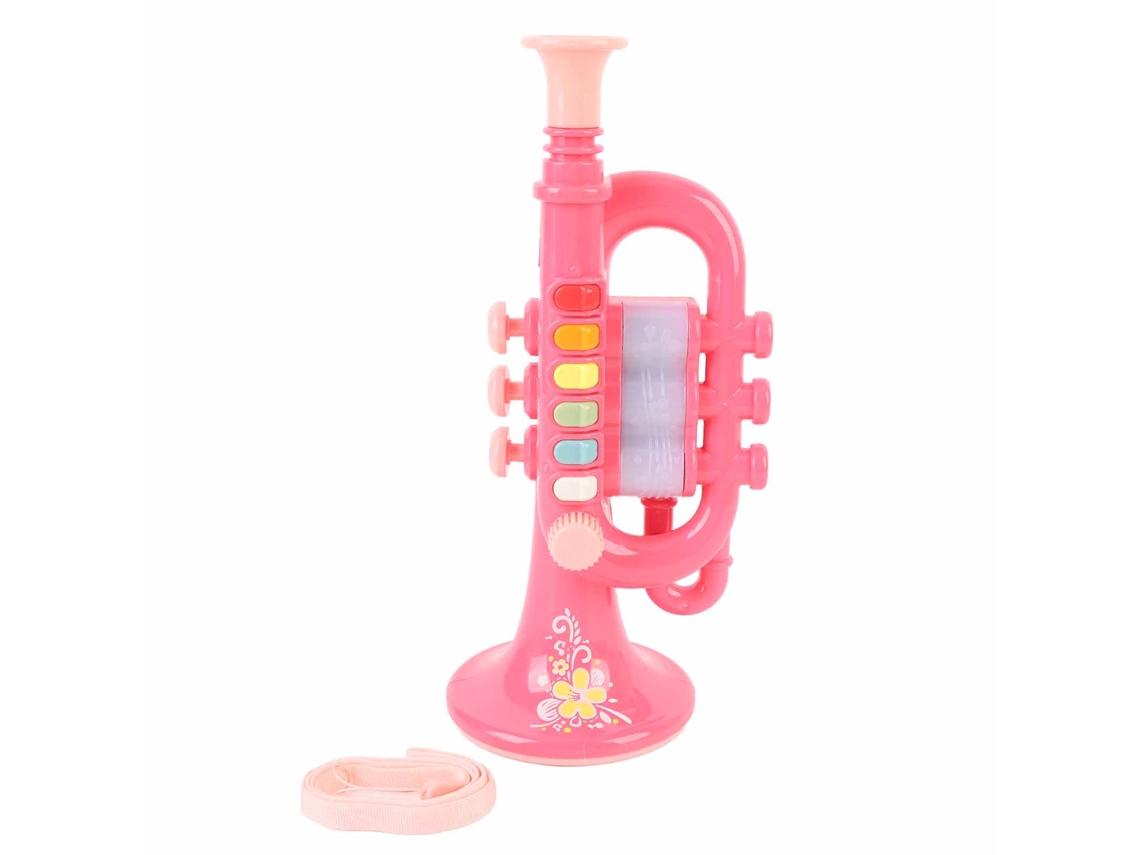 Trompeta de juguete Walshlxq para niños, de plástico, instrumento musical de viento educativo para niños a partir de 3 años, color azul cielo.