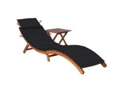 Tumbona de jardín Mueble para patio Asiento de jardín con mesa y cojín madera maciza de acacia