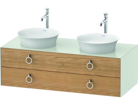 DURAVIT Tulip blanco, mueble de baño colgado en la pared, ancho 1300 x profundidad 550mm, con 2 cajones, con tirador, WT4993B