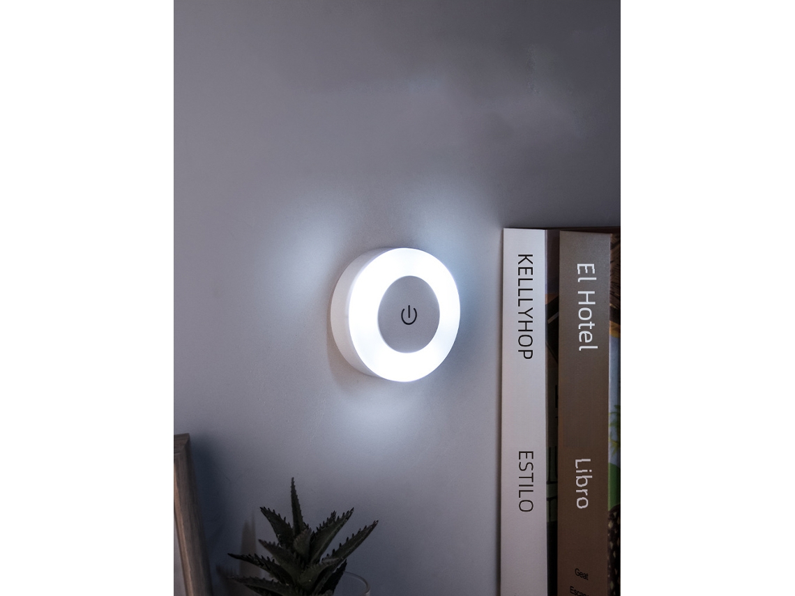 Luz nocturna LED de bajo consumo con sensor táctil, carga USB y fijación magnética a la pared. MDUG (luz blanca fría de 6000k)