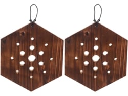 Macetero De Pared Inoomp De 2 Piezas, Hecho De Helecho Cuerno De Ciervo, Hexagonal, Vertical, De Madera, Soporte Para