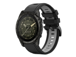 Bracelete Para Garmin Tactix 7 Amoled - Silicone Esportivo - Duas Cores (26mm) Preto + Cinza