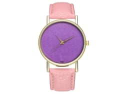 Reloj De Pulsera Analógico Con Bisel Redondo, Cuarzo De Moda, Rosa, Hipoalergénico.