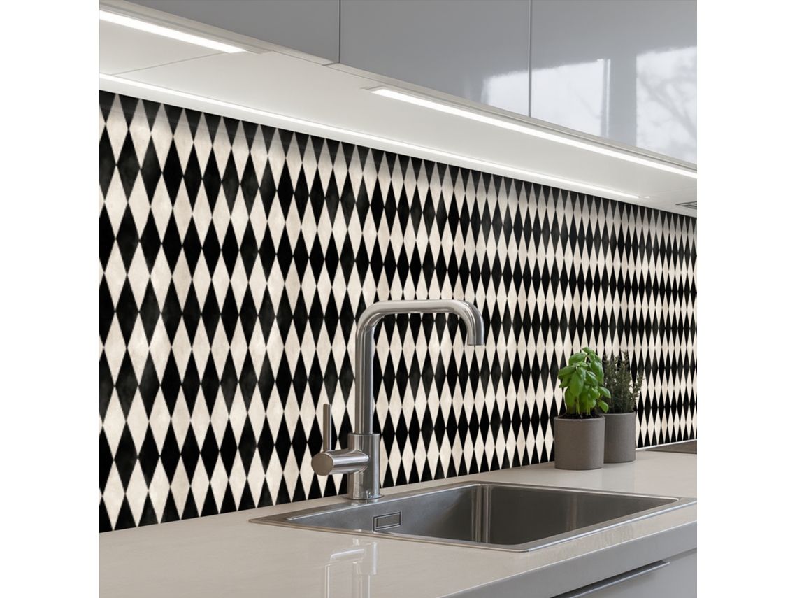 Salpicaderos De Cocina Clásico - Patrón - Negro 500x60 Cm