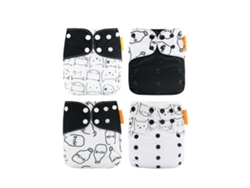 4pcs Fralda De Pano Lavável Reutilizável Elástica Com Absorção Forte Para Bebês Meninos Meninas