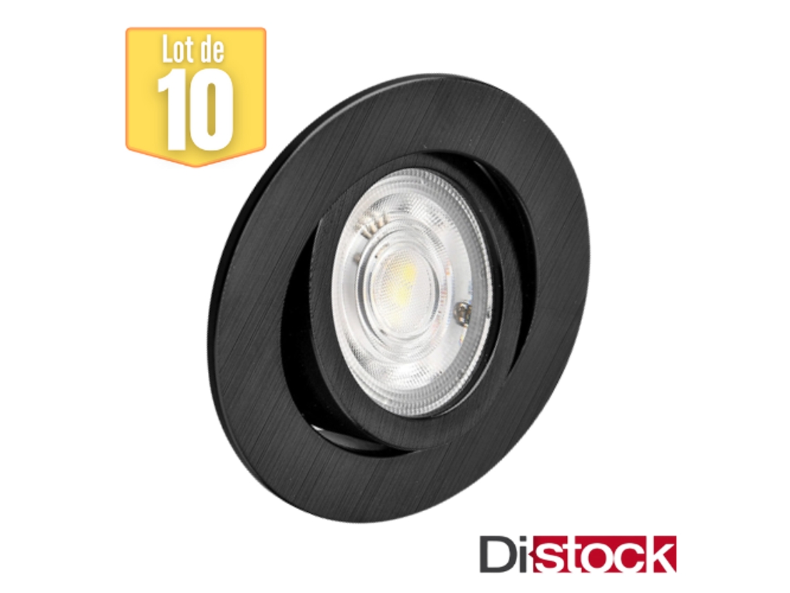 Conjunto de 10 puntos LED construidos -en 3EN1 Negro Ronda 7W IP20 BRAYTRON