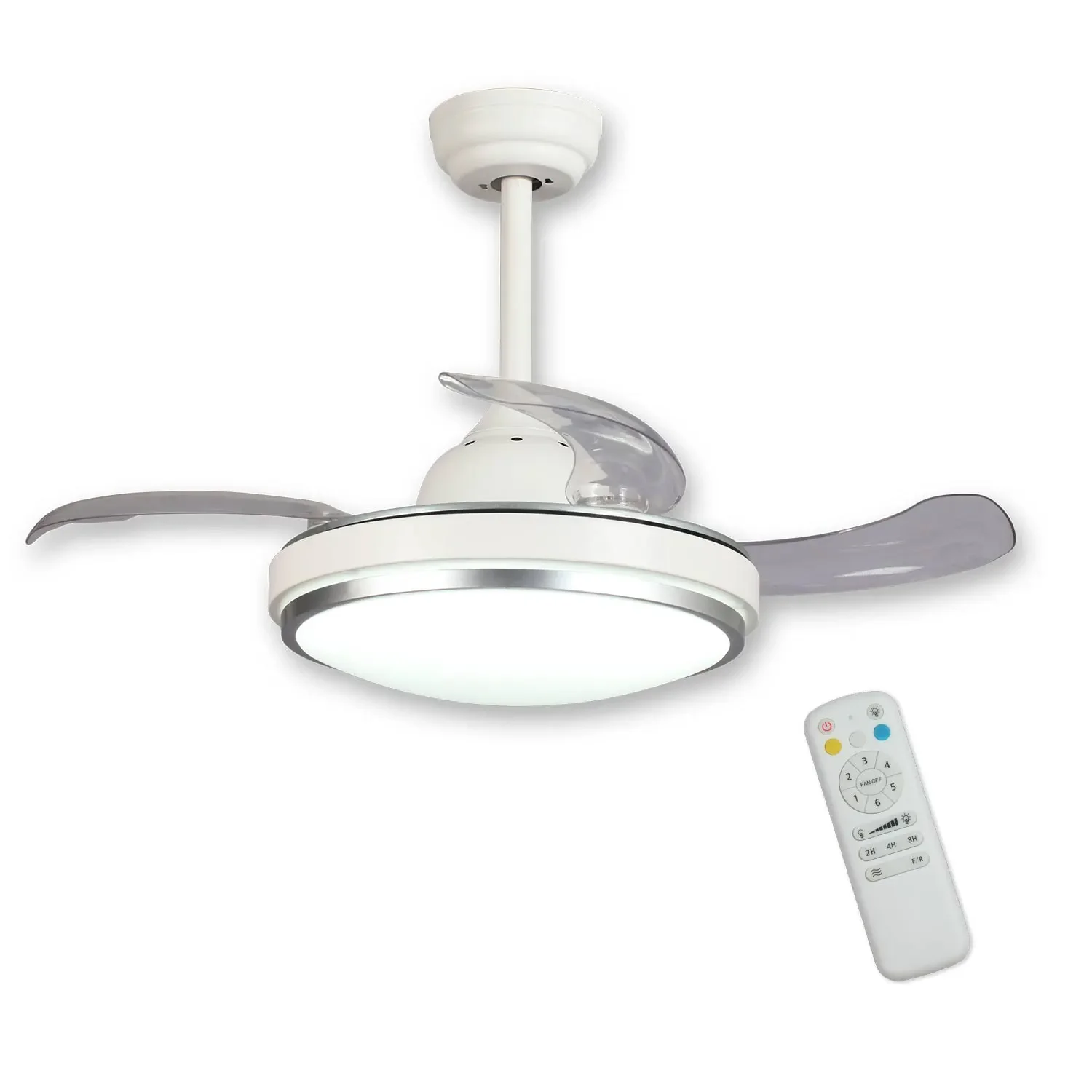 Ventilador de Techo Led 29 W Regulable Blanco Plegable Silverstone LÚZETE