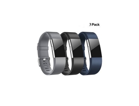 3 unids/set Correa de repuesto para Fitbit Charge 2 banda correa de Silicona gris + negro + azul medianoche
