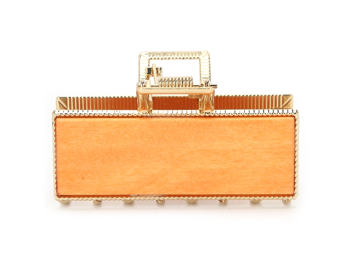 Pente De Cabelo Claw De Liga E Acrílico Para Mulheres Design Simples Elegante Grip Forte Cor Laranja Madeira