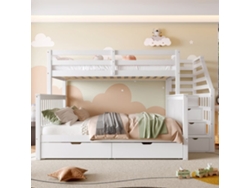 Cama Litera 90x200 Cm - Con Cajones, Almacenamiento, Multifuncional, Sin Colchón, Blanco