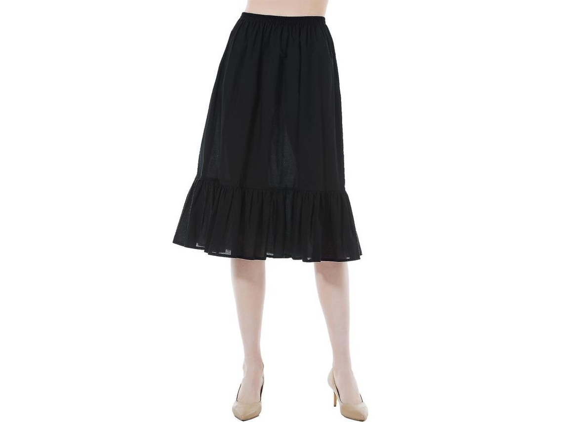 2026-slip Faldita Para Mujer 100% Algodón Extensor De Falda Con Volante A-line Falda Corta Rodillas Verano Blanco Hueso Beige Negro -a