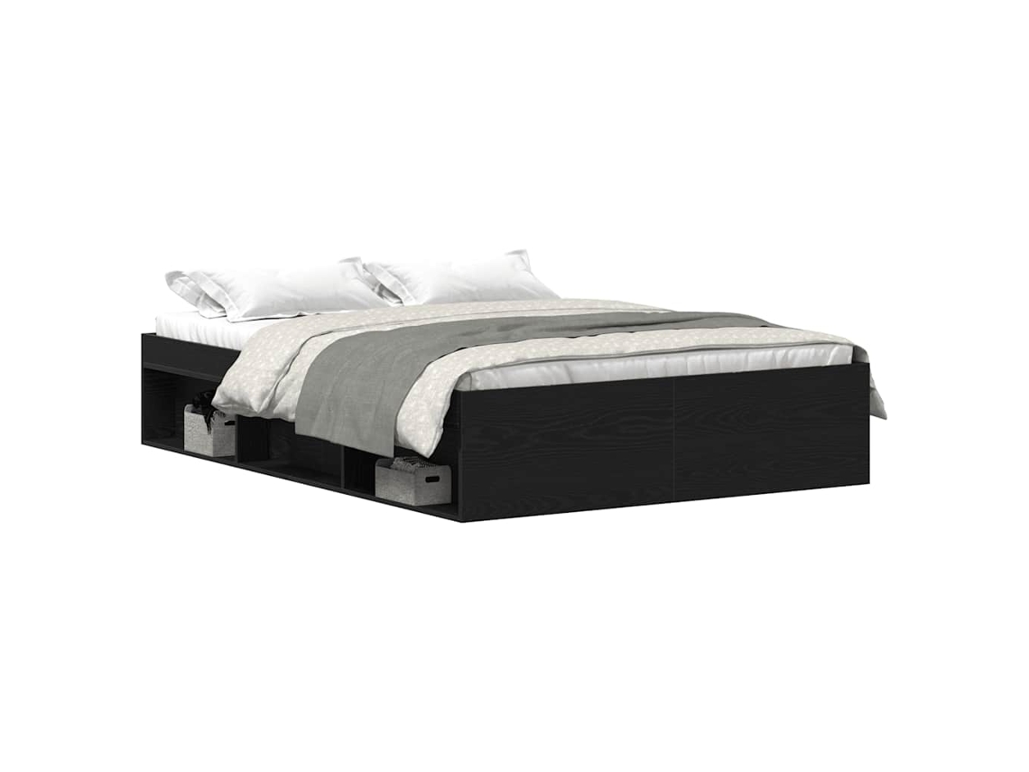 Maison Exclusive - Estructura De Cama Sin Colchón Roble Negro 140x190 Cm