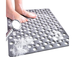Tapete De Ducha Cuadrado Antideslizante Antimoho, 75x43 Cm Caucho Para Baño Gris Resistente Al Moho Y Lavable A Máquina