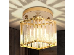 Lámpara De Techo Led Cuadrada En Cristal Dorado Para Cocina, Qua