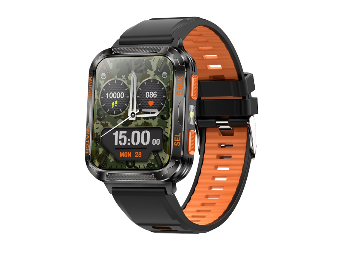 Smartwatch deportivo con 512 MB de memoria y compatibilidad con auriculares TWS MDUG (negro y naranja)