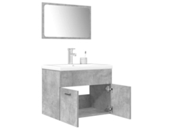 Juego de 3 piezas. Muebles de baño derivados de madera gris cemento Wsd40420 Lovely Home
