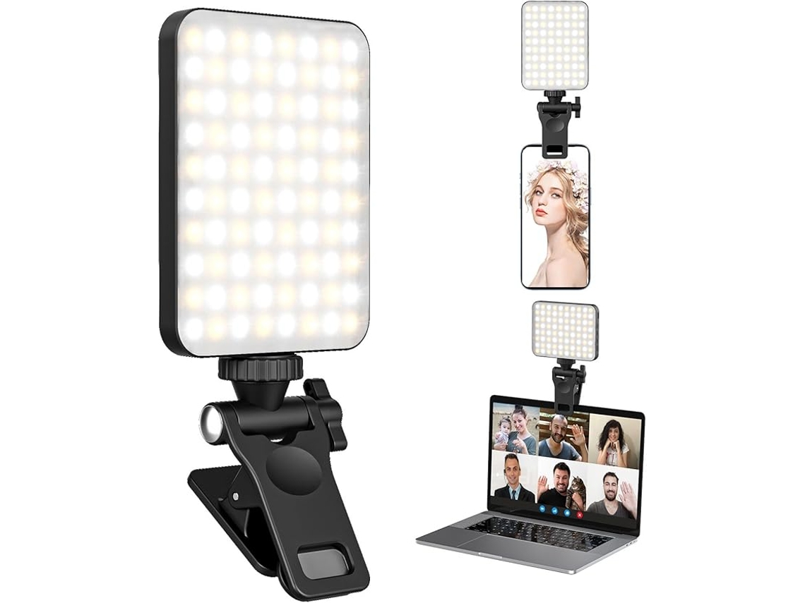 Led Video Light, Mini Selfie Light Rechargeable Clip-on Ring Light